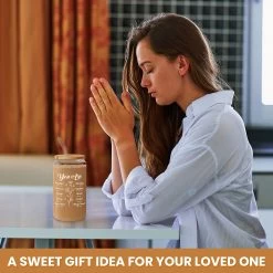Inspirational 16 Oz Can Glass Coffee Cup With Bamboo Lid & Straw - Christian Gifts For Women -Gift Series Store FBSJFSNGPV251223001 20mk7