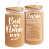 Nurse Cup 16 Oz Glass Can With Bamboo Lid And Straw - Nurse Appreciation Gifts On Birthday -Gift Series Store FBSJFSTNPV020124001 20mk1