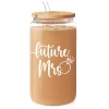 Future Mrs Glass Coffee Cup 16 Oz With Bamboo Lid And Straw - Bridal Shower Gift -Gift Series Store FBSJFSTNPV221223001 20mk1