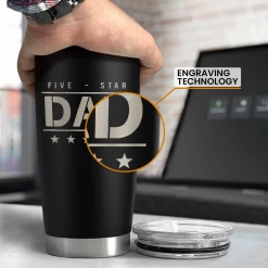 Five-star Dad Tumbler With Lid - Best Dad 20oz Insulated Stainless Steel Mug - Coffee Cup For Travel Sport Outdoor Activities Office, Gift For Birthday Father's Day -Gift Series Store FBSJTLTALI170124001 20mk3