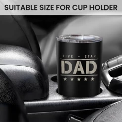 Five-star Dad Tumbler With Lid - Best Dad 20oz Insulated Stainless Steel Mug - Coffee Cup For Travel Sport Outdoor Activities Office, Gift For Birthday Father's Day -Gift Series Store FBSJTLTALI170124001 20mk6
