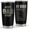 Best Dad Ever Tumbler With Lid - Dad Nutrition Facts 20oz Insulated Stainless Steel Mug - Coffee Mug For Travel Outdoor Sport Office, Gift For Father’s Day Birthday