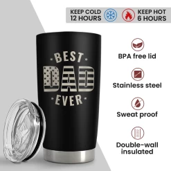Best Dad Ever Tumbler With Lid - Dad Nutrition Facts 20oz Insulated Stainless Steel Mug - Coffee Mug For Travel Outdoor Sport Office, Gift For Father’s Day Birthday -Gift Series Store FBSJTLTTLI040124002 20mk4