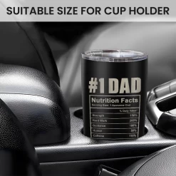 Best Dad Ever Tumbler With Lid - Dad Nutrition Facts 20oz Insulated Stainless Steel Mug - Coffee Mug For Travel Outdoor Sport Office, Gift For Father’s Day Birthday -Gift Series Store FBSJTLTTLI040124002 20mk6