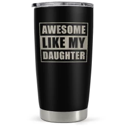 Gift From Daughter To Dad - 20oz Tumbler With Lid For Father - Insulated Stainless Steel Mug - Funny Coffee Mug For Outdoor Travel Sport Office, Gifts For Birthday Father’s Day