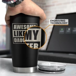 Gift From Daughter To Dad - 20oz Tumbler With Lid For Father - Insulated Stainless Steel Mug - Funny Coffee Mug For Outdoor Travel Sport Office, Gifts For Birthday Father’s Day -Gift Series Store FBSJTLTTLI180123005 20mk3