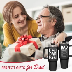 Dad Gifts For Dad From Daughter Son Best Dad Ever Tumbler With Handle 40oz Stainless Steel Insulated - Coffee Tumbler For Dad Father's Day Birthday Christmas Cup Gift Set With Lid & Straw -Gift Series Store FBSJTMNATT230224001 20mk7