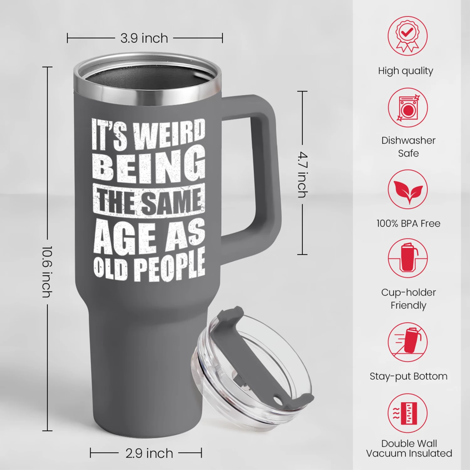 Funny Birthday Gifts For Men - It's Weird Being The Same Age As Old People Tumbler With Handle 40oz Gag Gift Ideas For Grandpa Dad Father Husband Him - 50th 60th 70th 80th Birthday 5 Funny Birthday Gifts For Men - It's Weird Being The Same Age As Old People Tumbler With Handle 40oz Gag Gift Ideas For Grandpa Dad Father Husband Him - 50th 60th 70th 80th Birthday - Image 3