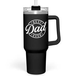 Best Dad Ever Tumbler With Handle 40oz Stainless Steel Insulated - Dad Gifts For Dad From Daughter Son - Coffee Tumbler For Dad Father's Day Birthday Christmas Cup Gift Set With Lid & Straw