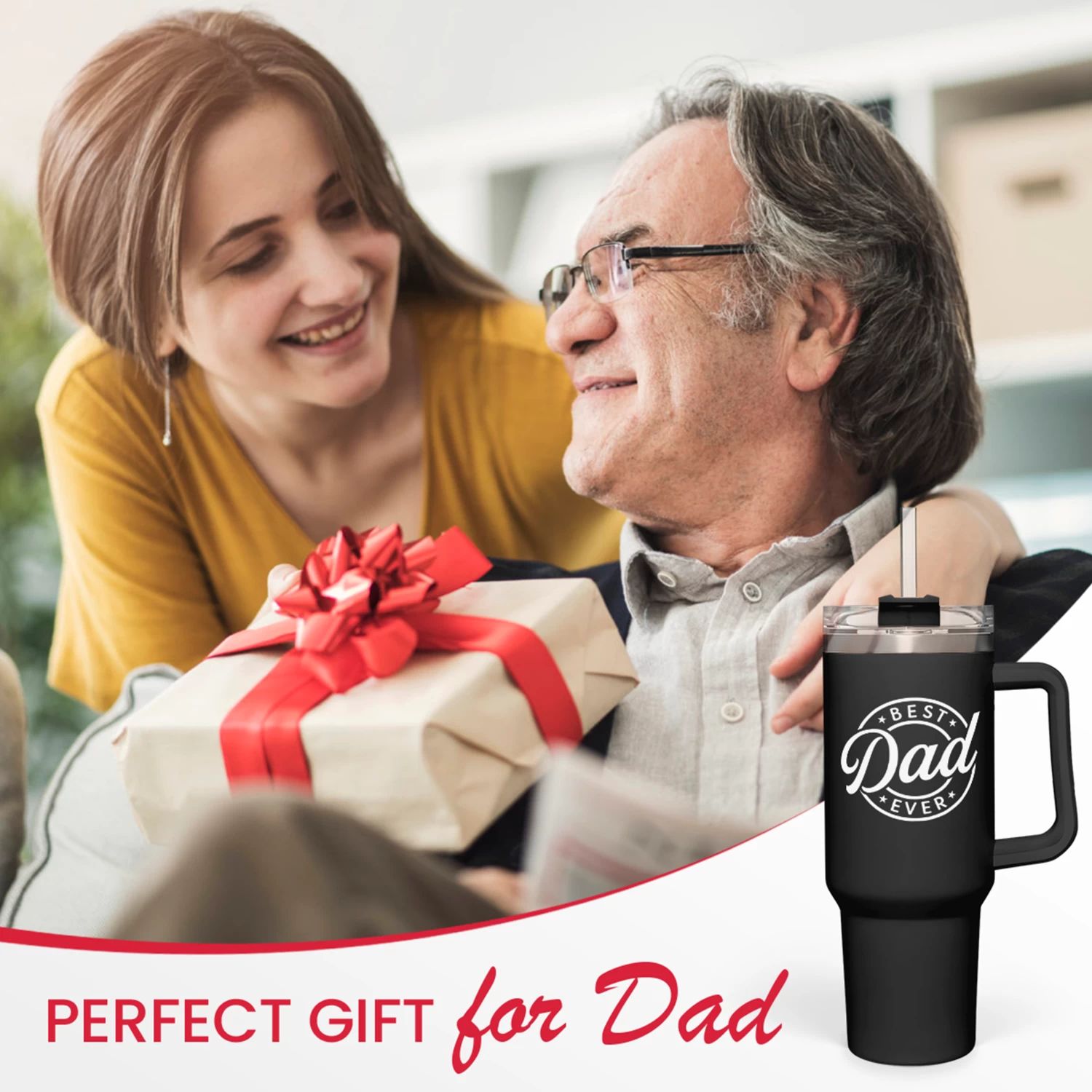 Best Dad Ever Tumbler With Handle 40oz Stainless Steel Insulated - Dad Gifts For Dad From Daughter Son - Coffee Tumbler For Dad Father's Day Birthday Christmas Cup Gift Set With Lid & Straw 9 Best Dad Ever Tumbler With Handle 40oz Stainless Steel Insulated - Dad Gifts For Dad From Daughter Son - Coffee Tumbler For Dad Father's Day Birthday Christmas Cup Gift Set With Lid & Straw - Image 7