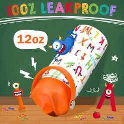 Kids Water Bottle With Straw Lid - 12 Oz Alphabet Insulated Stainless Steel Water Bottles For Toddlers Kid Girl Boys - Travel Cup For School Sports -Gift Series Store FBSJWBCIPV051223001 2812 29 20mk5