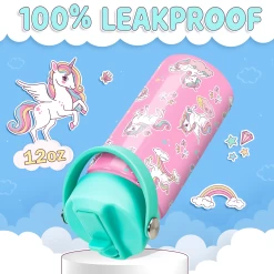 Unicorn Water Bottle - Kids Water Bottle With Straw Lid - 12 Oz Insulated Stainless Steel Water Bottles For Toddlers Kid Girls - Travel Cup For School Sports -Gift Series Store FBSJWBCIPV131123001 20mk5