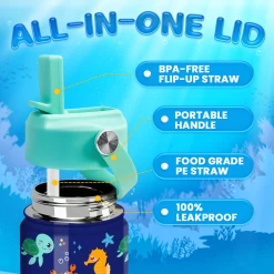 Kids Water Bottle With Straw Lid - 12 Oz Insulated Stainless Steel Ocean Water Bottles For Toddlers Kid Boys Girls - Travel Cup For School Sports -Gift Series Store FBSJWBCIPV221123001 2812 29 mk3