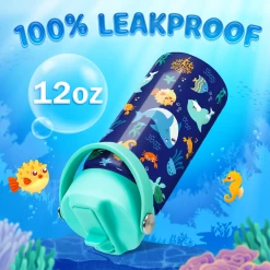 Kids Water Bottle With Straw Lid - 12 Oz Insulated Stainless Steel Ocean Water Bottles For Toddlers Kid Boys Girls - Travel Cup For School Sports -Gift Series Store FBSJWBCIPV221123001 2812 29 mk5