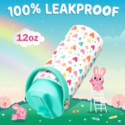 Kids Water Bottle With Straw Lid - 12 Oz Insulated Stainless Steel Water Bottles For Toddlers Kid Girls - Heart Water Bottle Travel Cup For School Sports -Gift Series Store FBSJWBCIPV241123001 20mk5