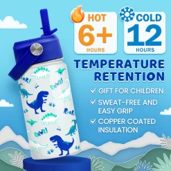 Dinosaur Water Bottle - Kids Water Bottle With Straw Lid - 12 Oz Insulated Stainless Steel Water Bottles For Toddlers Kid Boys - Travel Cup For School Sports -Gift Series Store FBSJWBCIPV271123001 2812 29 mk4