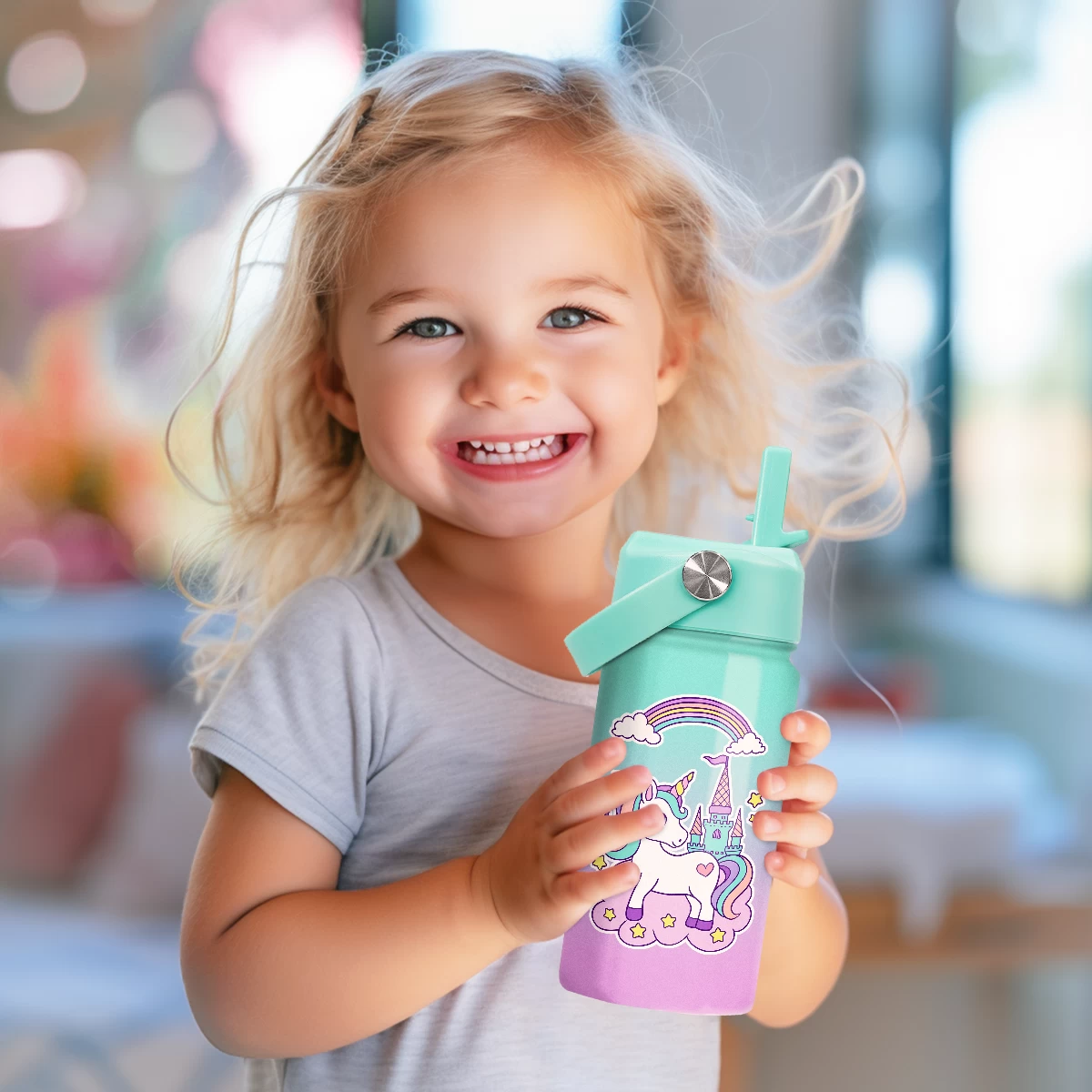 Unicorn Water Bottle - Kids Water Bottle With Straw Lid - 12 Oz Insulated Stainless Steel Ocean Water Bottles For Toddlers Kid Girl- Travel Cup For School Sports 8 Unicorn Water Bottle - Kids Water Bottle With Straw Lid - 12 Oz Insulated Stainless Steel Ocean Water Bottles For Toddlers Kid Girl- Travel Cup For School Sports - Image 6