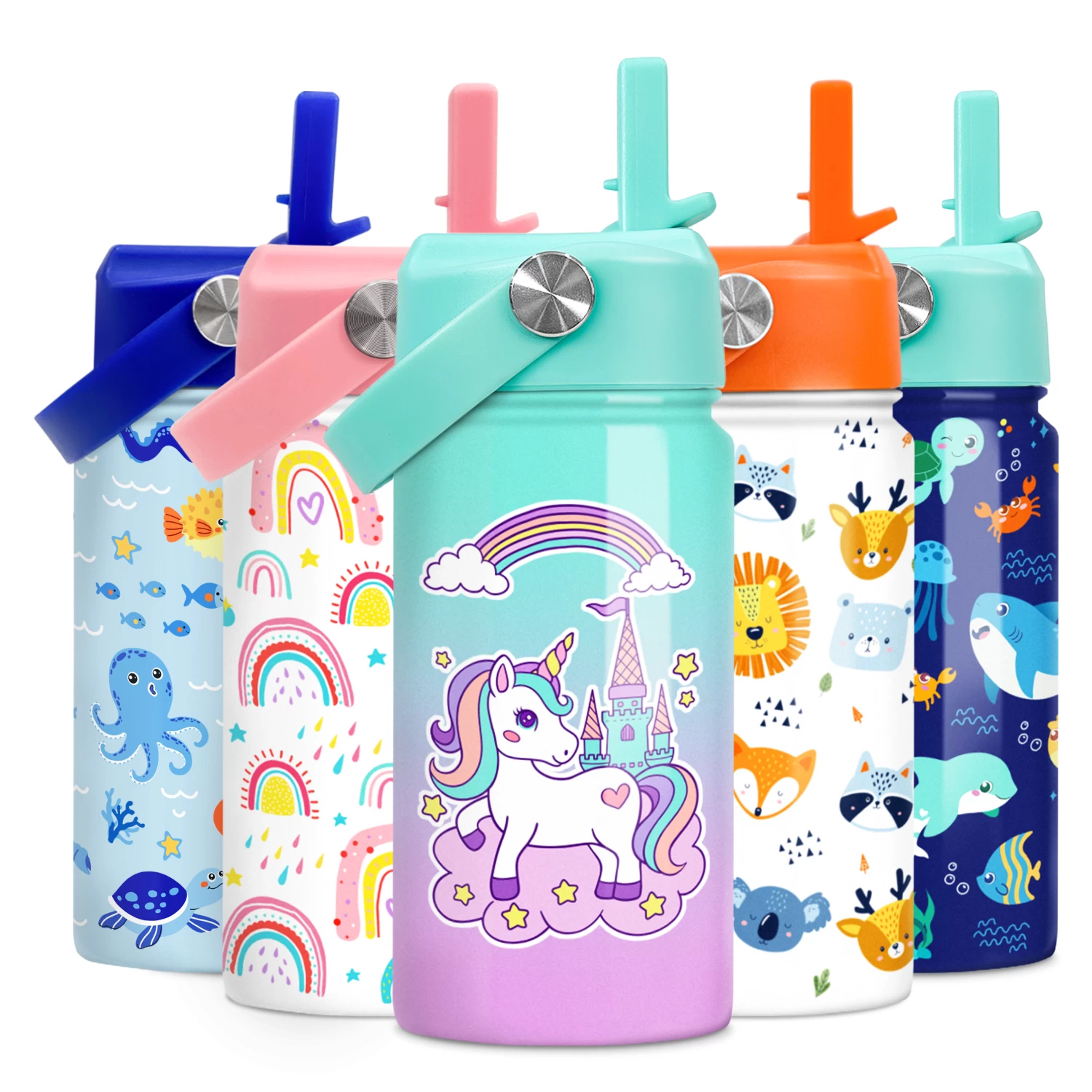 Unicorn Water Bottle - Kids Water Bottle With Straw Lid - 12 Oz Insulated Stainless Steel Ocean Water Bottles For Toddlers Kid Girl- Travel Cup For School Sports 3 Unicorn Water Bottle - Kids Water Bottle With Straw Lid - 12 Oz Insulated Stainless Steel Ocean Water Bottles For Toddlers Kid Girl- Travel Cup For School Sports