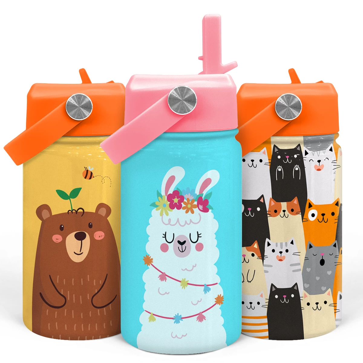 Llama Water Bottle - Kids Water Bottle With Straw Lid - 12 Oz Insulated Stainless Steel Water Bottles For Toddlers Kid Girls - Travel Cup For School Sports 3 Llama Water Bottle - Kids Water Bottle With Straw Lid - 12 Oz Insulated Stainless Steel Water Bottles For Toddlers Kid Girls - Travel Cup For School Sports