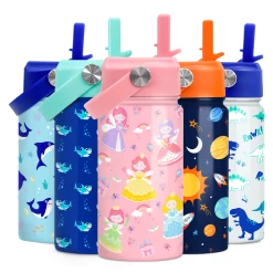 Princess Water Bottle For Girls - Kids Water Bottle With Straw Lid - 12 Oz Insulated Stainless Steel Water Bottles For Toddlers Kid - Travel Cup For School Sports
