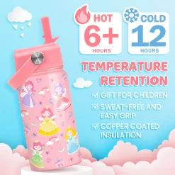 Princess Water Bottle For Girls - Kids Water Bottle With Straw Lid - 12 Oz Insulated Stainless Steel Water Bottles For Toddlers Kid - Travel Cup For School Sports -Gift Series Store FBSJWBHOPV021223001 2812 29 20mk4