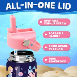 Mermaid Water Bottle For Girls - Kids Water Bottle With Straw Lid - 12 Oz Insulated Stainless Steel Water Bottles For Toddlers Kid Girl- Travel Cup For School Sports -Gift Series Store FBSJWBHOPV091123001 2812 29 20mk3