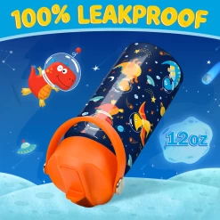 Kids Water Bottle With Straw Lid - 12 Oz Insulated Stainless Steel Dinosaur Water Bottles For Toddlers Kid Boys - Travel Cup For School Sports -Gift Series Store FBSJWBHOPV111223001 20mk5