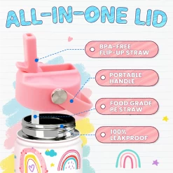 Rainbow Water Bottle - Kids Water Bottle With Straw Lid - 12 Oz Insulated Stainless Steel Water Bottles For Toddlers Kid Girl - Travel Cup For School Sports -Gift Series Store FBSJWBHOPV131123001 2812 29 20mk3