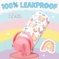 Rainbow Water Bottle - Kids Water Bottle With Straw Lid - 12 Oz Insulated Stainless Steel Water Bottles For Toddlers Kid Girl - Travel Cup For School Sports -Gift Series Store FBSJWBHOPV131123001 2812 29 20mk5