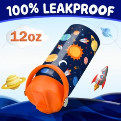 Space Water Bottle - Kids Water Bottle With Straw Lid - 12 Oz Insulated Stainless Steel Water Bottles For Toddlers Kid Boys Girls - Travel Cup For School Sports -Gift Series Store FBSJWBHOPV241123001 2812 29 20mk5