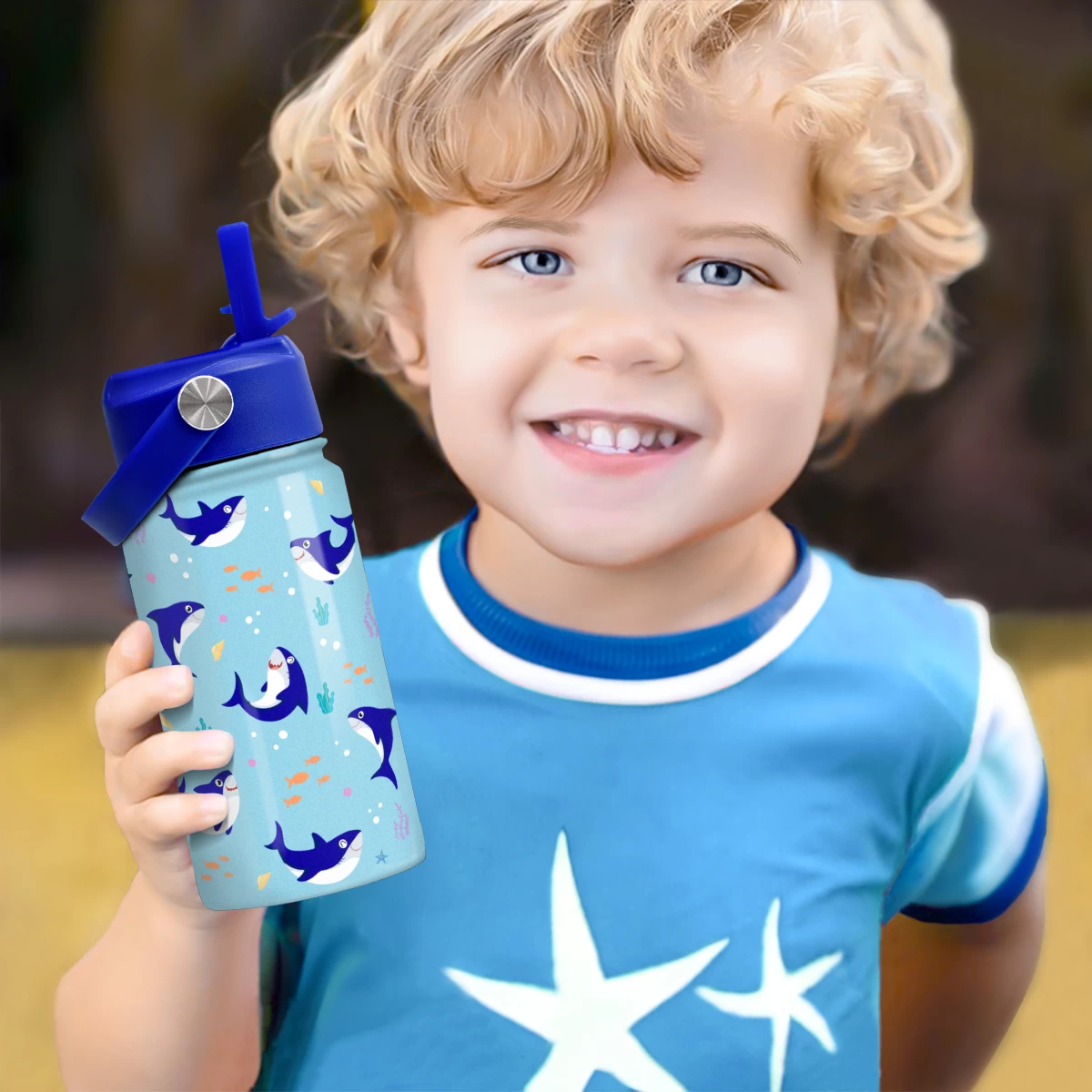 Shark Water Bottle - Kids Water Bottle With Straw Lid - 12 Oz Insulated Stainless Steel Water Bottles For Toddlers Kid Boy - Travel Cup For School Sports 8 Shark Water Bottle - Kids Water Bottle With Straw Lid - 12 Oz Insulated Stainless Steel Water Bottles For Toddlers Kid Boy - Travel Cup For School Sports - Image 6