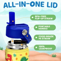 Dinosaur Water Bottle For Boys - Kids Water Bottle With Straw Lid - 12 Oz Insulated Stainless Steel Water Bottles For Toddlers Kid Boy - Travel Cup For School Sports -Gift Series Store FBSJWBHOPV251123001 2812 29 mk3