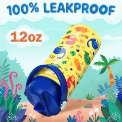 Dinosaur Water Bottle For Boys - Kids Water Bottle With Straw Lid - 12 Oz Insulated Stainless Steel Water Bottles For Toddlers Kid Boy - Travel Cup For School Sports -Gift Series Store FBSJWBHOPV251123001 2812 29 mk5