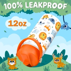 Kids Water Bottle With Straw Lid - 12 Oz Insulated Stainless Steel Animal Water Bottles For Toddlers Kid Boys Girls - Travel Cup For School Sports 12 Kids Water Bottle With Straw Lid - 12 Oz Insulated Stainless Steel Animal Water Bottles For Toddlers Kid Boys Girls - Travel Cup For School Sports -Gift Series Store FBSJWBHOPV291123001 2812 29 20mk5