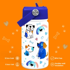 Dog Water Bottle - Kids Water Bottle With Straw Lid - 12 Oz Insulated Stainless Steel Water Bottles For Toddlers Kid Boys - Travel Cup For School Sports -Gift Series Store FBSJWBHULI160324001 2812 29 20mk4