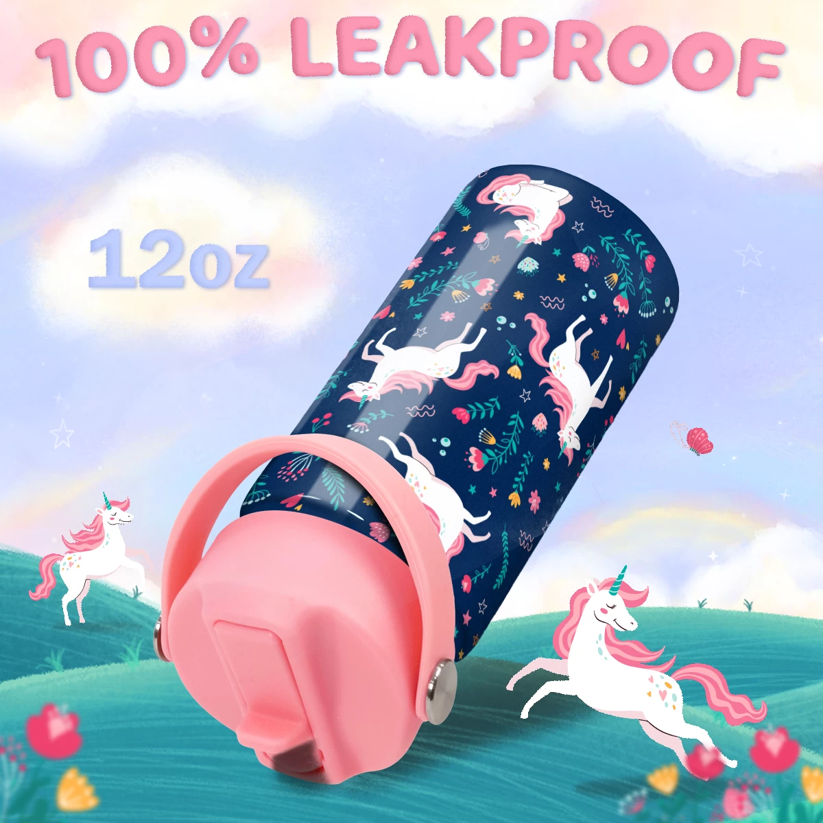 Unicorn Water Bottle - Kids Water Bottle With Straw Lid - 12 Oz Insulated Stainless Steel Water Bottles For Toddlers Kid Girl - Travel Cup For School Sports 7 Unicorn Water Bottle - Kids Water Bottle With Straw Lid - 12 Oz Insulated Stainless Steel Water Bottles For Toddlers Kid Girl - Travel Cup For School Sports - Image 5