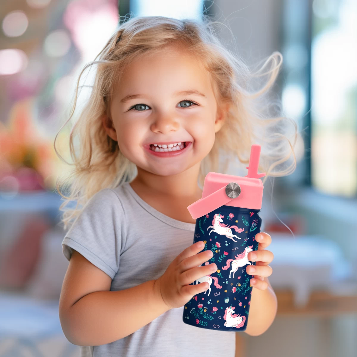 Unicorn Water Bottle - Kids Water Bottle With Straw Lid - 12 Oz Insulated Stainless Steel Water Bottles For Toddlers Kid Girl - Travel Cup For School Sports 8 Unicorn Water Bottle - Kids Water Bottle With Straw Lid - 12 Oz Insulated Stainless Steel Water Bottles For Toddlers Kid Girl - Travel Cup For School Sports - Image 6