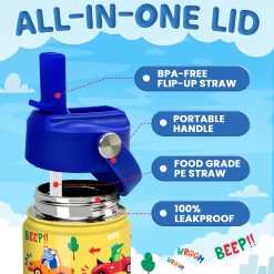 Kids Water Bottle With Straw Lid - 12 Oz Insulated Stainless Steel Vehicle Cars Water Bottles For Toddlers Kid Boys - Travel Cup For School Sports -Gift Series Store FBSJWBHUPV111223001 2812 29 mk3