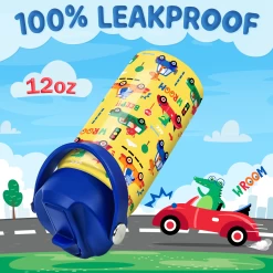 Kids Water Bottle With Straw Lid - 12 Oz Insulated Stainless Steel Vehicle Cars Water Bottles For Toddlers Kid Boys - Travel Cup For School Sports -Gift Series Store FBSJWBHUPV111223001 2812 29 mk5