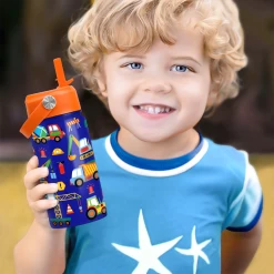 Construction Water Bottle - Kids Water Bottle With Straw Lid - 12 Oz Insulated Stainless Steel Water Bottles For Toddlers Kid Boys - Travel Cup For School Sports -Gift Series Store FBSJWBHUPV211123001 2812 29 20mk6