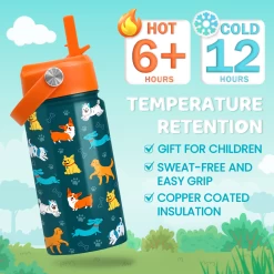 Puppy Water Bottle - Kids Water Bottle With Straw Lid - 12 Oz Insulated Stainless Steel Water Bottles For Toddlers Kid Boys Girls - Travel Cup For School Sports -Gift Series Store FBSJWBHUPV301123001 2812 29 20mk4