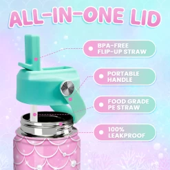 Mermaid Water Bottle - Kids Water Bottle With Straw Lid - 12 Oz Insulated Stainless Steel Water Bottles For Toddlers Kid Girl - Travel Cup For School Sports -Gift Series Store FBSJWBHUPV301123002 2812 29 mk3