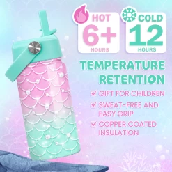 Mermaid Water Bottle - Kids Water Bottle With Straw Lid - 12 Oz Insulated Stainless Steel Water Bottles For Toddlers Kid Girl - Travel Cup For School Sports -Gift Series Store FBSJWBHUPV301123002 2812 29 mk4