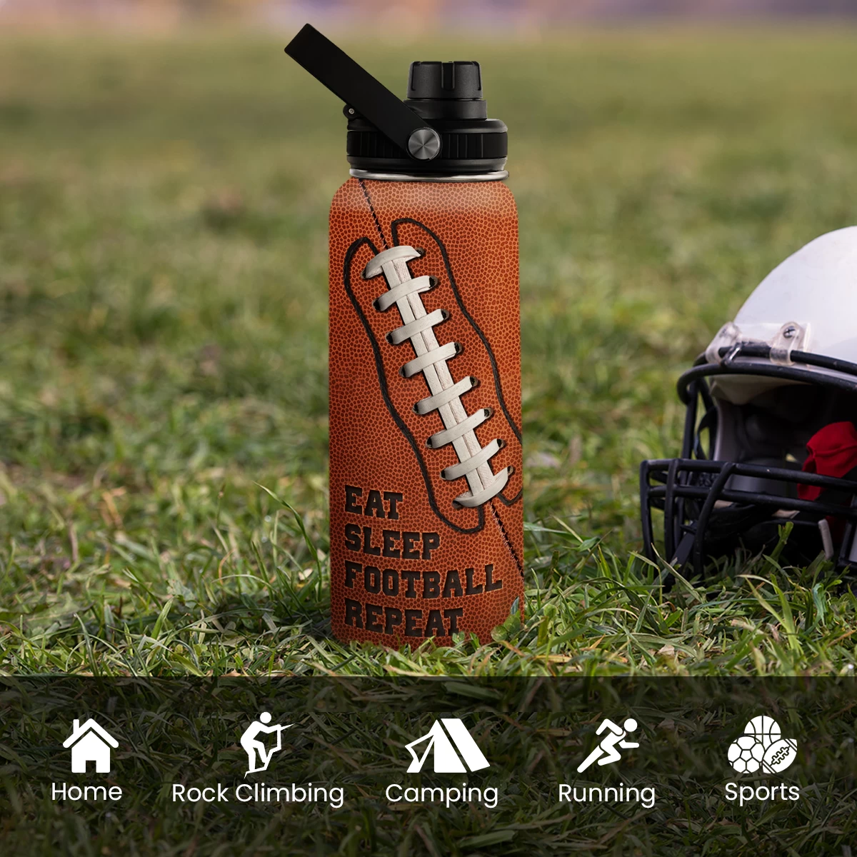 Football Water Bottle - 32oz Insulated Stainless Steel Sports Bottles - Football Gift For Men Football Lovers Player Fan 8 Football Water Bottle - 32oz Insulated Stainless Steel Sports Bottles - Football Gift For Men Football Lovers Player Fan - Image 6