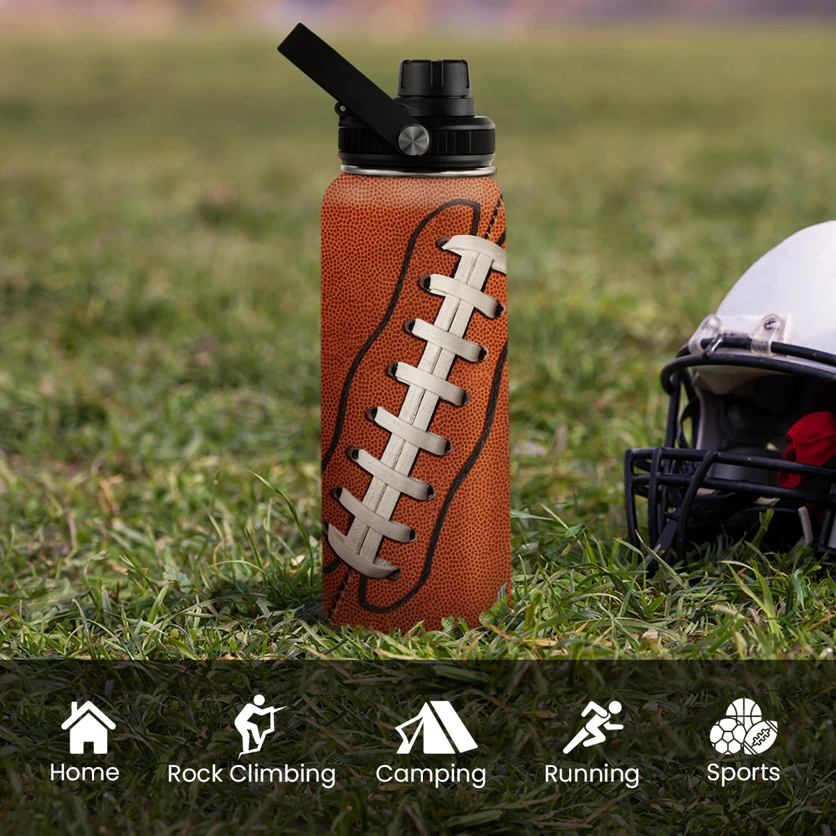 Football Water Bottle - 32oz Insulated Stainless Steel Sports Bottles - Gifts For Men Football Lovers Player Fan 7 Football Water Bottle - 32oz Insulated Stainless Steel Sports Bottles - Gifts For Men Football Lovers Player Fan - Image 5