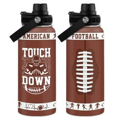 Football Water Bottle With Lid - 32oz Insulated Stainless Steel Sport Bottle - Gifts For Men Football Players Lovers Men