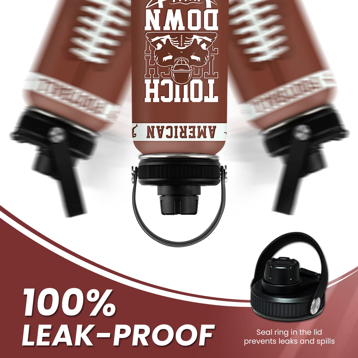 Football Water Bottle With Lid - 32oz Insulated Stainless Steel Sport Bottle - Gifts For Men Football Players Lovers Men 7 Football Water Bottle With Lid - 32oz Insulated Stainless Steel Sport Bottle - Gifts For Men Football Players Lovers Men - Image 5