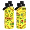 Softball Gift Water Bottle With Lid, 32oz Insulated Stainless Steel Sport Bottles - Gift For Softball Players Fan Coach