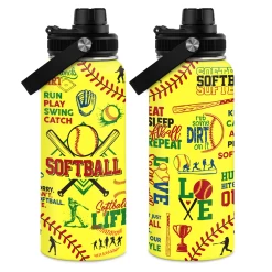 Softball Gift Water Bottle With Lid, 32oz Insulated Stainless Steel Sport Bottles - Gift For Softball Players Fan Coach