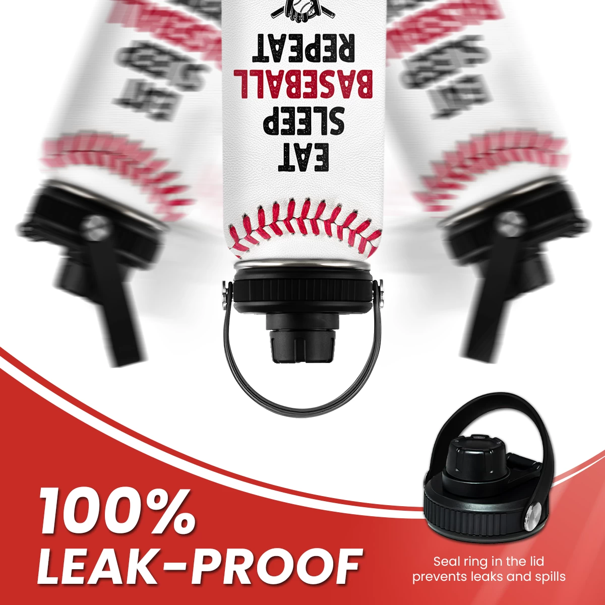 Baseball Water Bottle 32 Oz - Insulated Stainless Steel Sport Bottles With Lid - Baseball Gift For Men Players Fan Coach 7 Baseball Water Bottle 32 Oz - Insulated Stainless Steel Sport Bottles With Lid - Baseball Gift For Men Players Fan Coach - Image 5